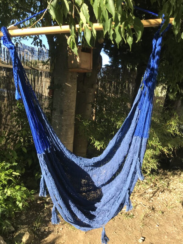 hamac chaise mexicain bleu coton